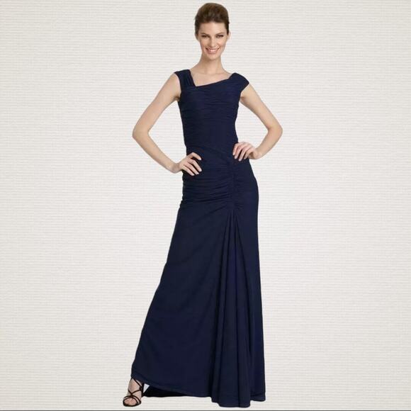Tadashi Shoji Dresses & Skirts - Tadashi Shoji Formal Dress Womens XS Purple Asymmetrical Neckline Ruched Wedding